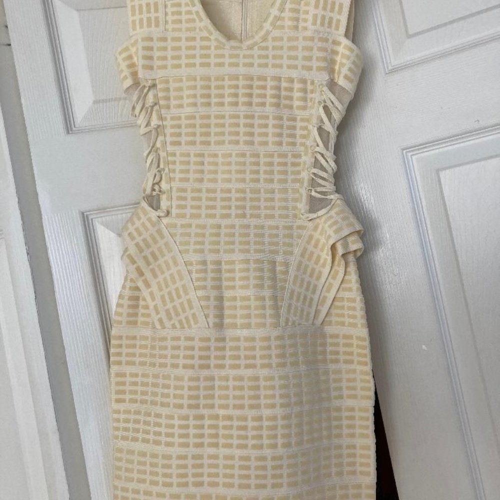 xxs bandage dress off white